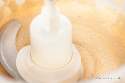 Chickpea Hummus. Step 3. Add lemon juice, water and olive oil and process until creamy.