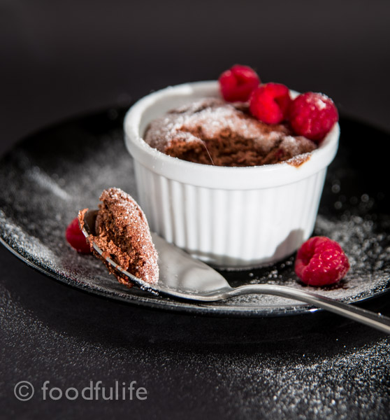 Dark Chocolate Soufflé With Fresh Raspberries-9